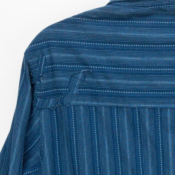 Billabong Factory Distressed Men’s Medium Slim Fit Button-Up Shirt Blue Striped - Picture 9 of 12